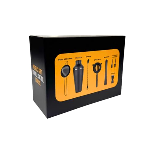 9-Piece Cocktail Shaker Bartender Kit with Stand, Boston Shaker, Mixing Spoon, Muddler, Measuring Jigger, Mesh and Regular...