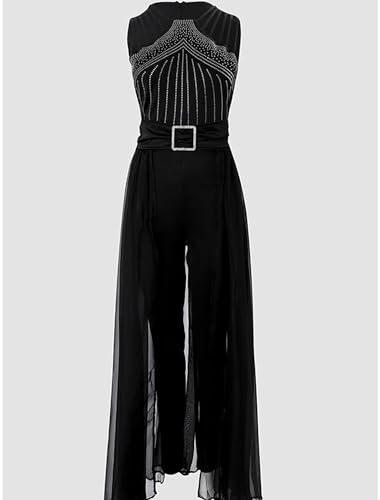chicyes Womens One Piece Elegant Overlay Jumpsuit Dressy Sexy Bodycon Formal Sleeveless Rhinestone Romper Party Outfits