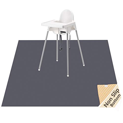 Splat Mat for Under High Chair/Arts/Crafts, WOMUMON Washable Spill Mat Waterproof Anti-Slip Floor Protector Splash Mat, Me...