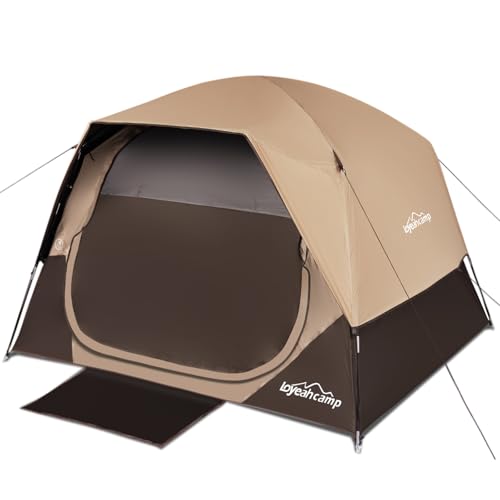 LOYEAHCAMP 4 Person Blackout Camping Tent, Easy Setup Waterproof Family Dome Tent for Camping with Rainfly, Portable Doubl...
