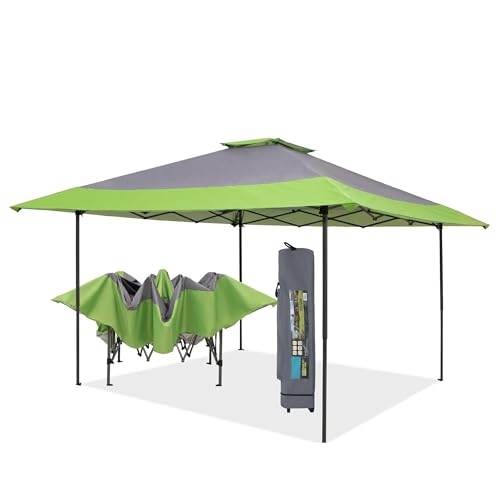 PHI VILLA Pop-Up Canopy Tent 13x13 Instant Shelter Outdoor Canopy with Wheeled Bag,Green