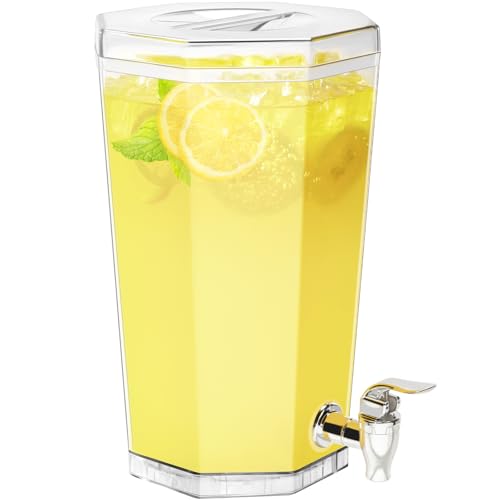 Lifewit 1 Gallon Plastic Drink Dispenser for Parties, Clear Beverage Container for Juice/Tea/Soda, Drink Pitcher with Leak...