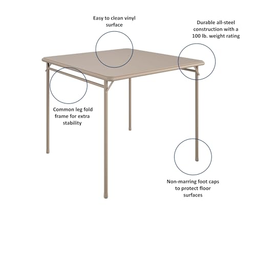 COSCO 5 Piece, Tan Folding Table and Chair Set.