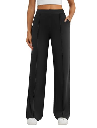 DLOODA Womens Dress Work Pants Business Casual Slacks Stretchy Wide Leg Trousers with Pockets High Waist Pull On