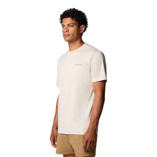 Columbia Men's Kwick Hike Back Graphic Short Sleeve Tee, Dark Stone Heather/Linear View Multi, X-Large