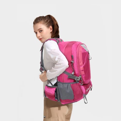 MIAZIB Hiking Backpack Camping 40L Outdoor Daypack Lightweight Travel Backpack with Rain Cover for Women Men (Pink)