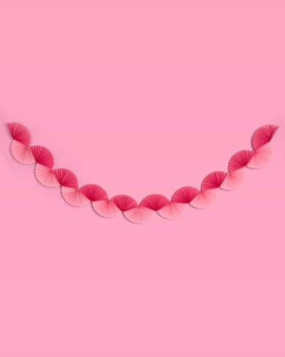 xo, Fetti Pink Paper Fan Garland - 6 Ft. | 3D Bachelorette Party Decorations, Birthday Party Supplies, Pink Preppy HBD, Ba...
