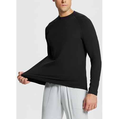 baleaf Men's Fleece Thermal Long Sleeve Shirt Cold Weather Workout Tops Moisture Wicking Running Shirt