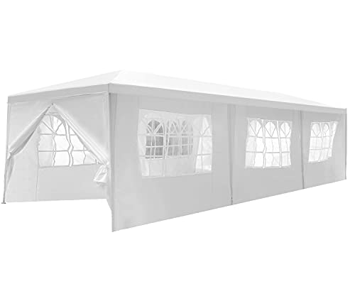Canopy 10'x30' Party Tent Heavy Duty Outdoor Gazebo Wedding Party Tent with 8 Removable Sidewalls Waterproof UV Resistant ...