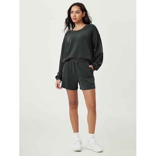 ODODOS Modal Soft Relaxed Shorts for Women Adjustable Shockcord High Waist Casual Shorts with Pockets - 4" / 6" Inseam
