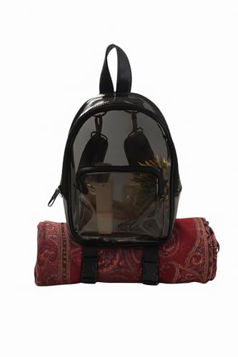 OTW Anti-Theft Black Clear Transparent Small Mini Backpack Convertible Straps Crossbody for Raves Stadium Festival Concert...