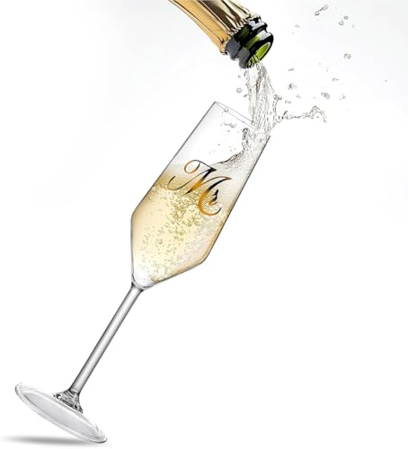 Mfacoy Mr. & Mrs. Champagne Flute Set, Wedding Decor - His and Hers, Wedding Toasting Glasses for Engagement Celebrations,...