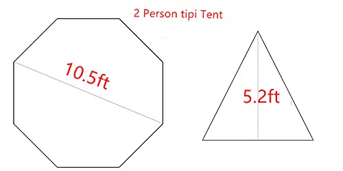 Ultralight 2 Person Tipi Hot Tent with Fire Retardant Stove Jack for Flue Pipes with 2 Doors Brown Green