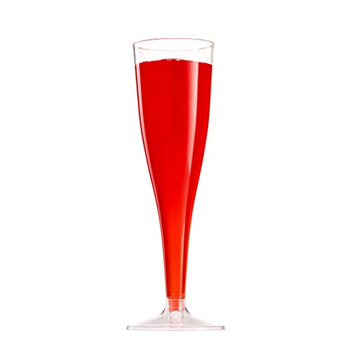 30 Pack Disposable Clear Plastic Champagne Flutes - 5 Oz Toasting Glasses for Wedding Party, Cocktail, Mimosa