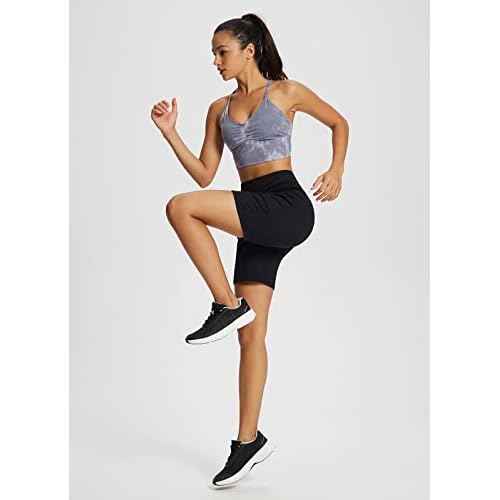 BALEAF Women's 7" Bermuda Shorts High Waisted Athletic Running Pull On Shorts with Pockets for Causal Summer