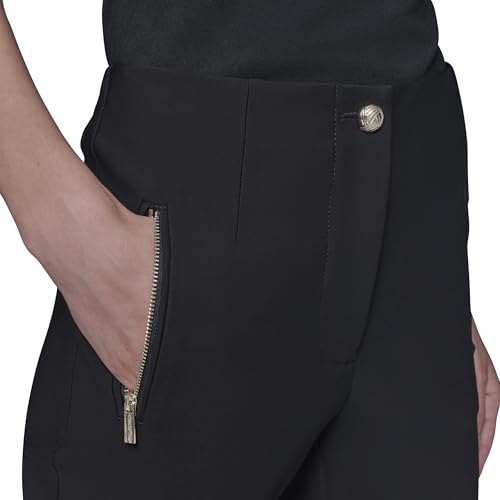 Karl Lagerfeld Womens Slim Nylon Compression Double Zip Everyday Pant