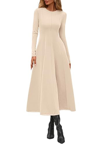 PRETTYGARDEN Cocktail Dresses for Women 2026 Elegant Classy Fall Long Sleeve Midi A Line Flowy Modest Winter Party Dress