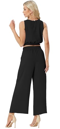 GRECERELLE Two Piece Sets for Women Sleeveless Crop Top Wide Leg Pants Sweat Set for Women Tracksuits 2026 Summer