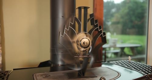 Heat Powered Stove Fan for Wood & Pellet Burners: Compatible with Log Burners, 348 CFM Airflow,13" Large 4-Blade Non-Elect...