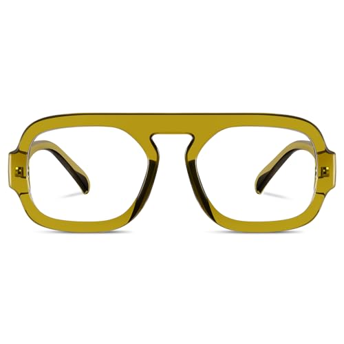 YMRFW Aviator Blue Light Blocking Glasses for Women Men Square Flat Top Computer TV Eyeglasses Anti Eyestrain