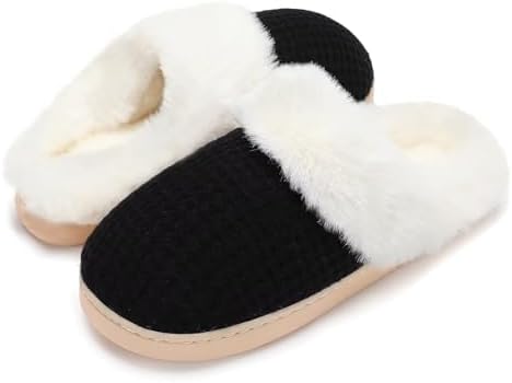 Comfy House Slippers for Women Fuzzy Memory Foam Slippers Cozy Slip on Outdoor Indoor Warm Fleece Lined Bedroom Shoes