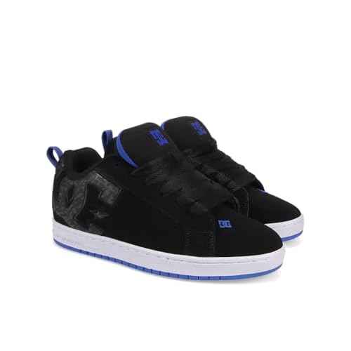 DC Men's Court Graffik Skate Shoe, Black/Blue