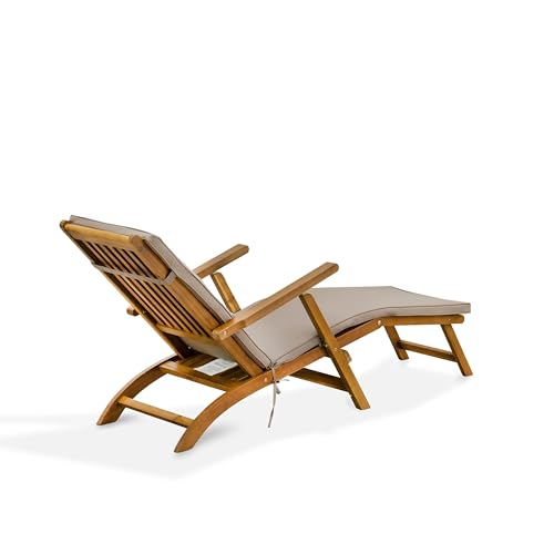 East West Furniture BSLCDNA Salinas Patio Chair Lounge - Outdoor Acacia Wood Sunlounger Chair for Poolside, Deck, Lawn, 59...