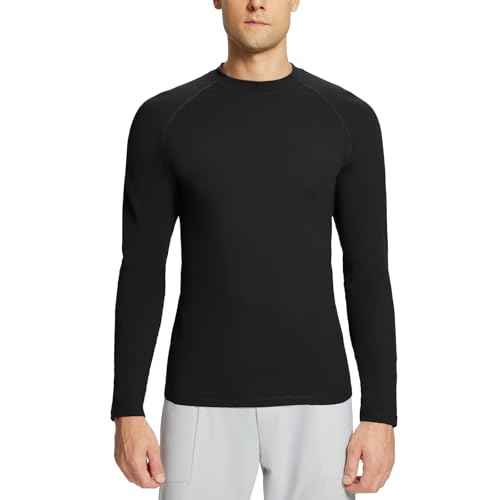 baleaf Men's Fleece Thermal Long Sleeve Shirt Cold Weather Workout Tops Moisture Wicking Running Shirt
