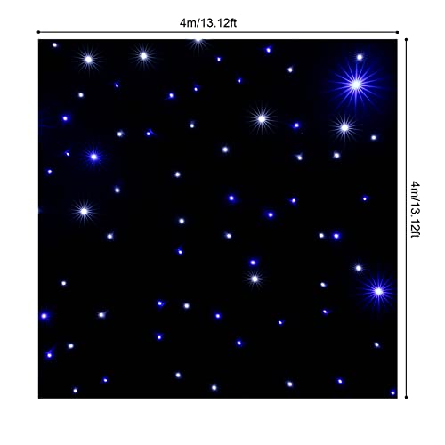 LED Stage Starry Sky Cloth Background, White & Blue/ White/ Multicolour Foldable Stage Star Curtain Backdrops with Remote ...