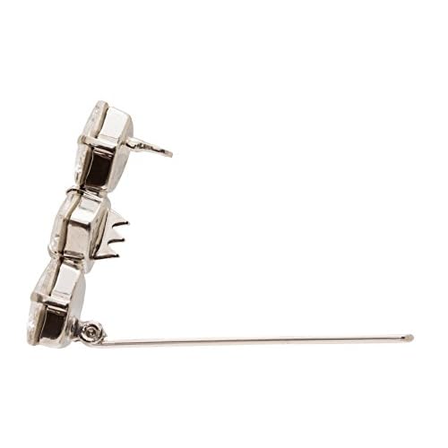 L. Erickson Triple Crystal Tige Boule Barrette - Crystal/Silver