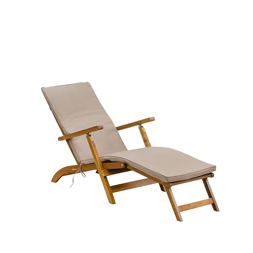 East West Furniture BSLCDNA Salinas Patio Chair Lounge - Outdoor Acacia Wood Sunlounger Chair for Poolside, Deck, Lawn, 59...
