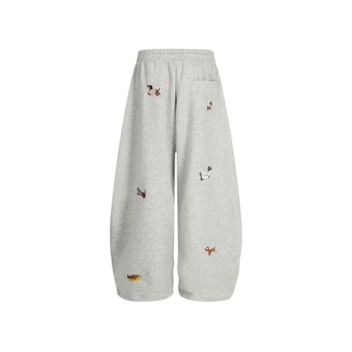 Aelfric Eden Embroidery Puppy Baggy Barrel Sweatpants Casual Y2K Elastic Drawstring Unisex Wide Leg Pants Lantern Trouser