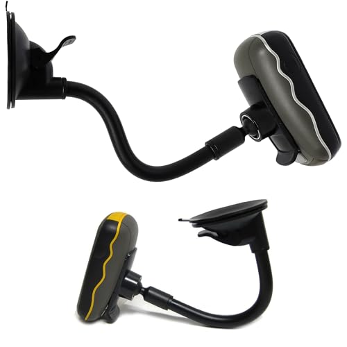 Ramtech Car GPS Windshield Suction Cup Bracket Mount with Flexible Arm Plus Bonus Wrist Strap, Compatible with Garmin Alph...