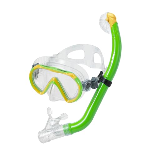 Mares Junior Sea Pals Dry Snorkeling Set - Seahorse Single-Lens Mask, Allegra Open-Heel Fins, Ergonomic Dry-Top Snorkel & ...