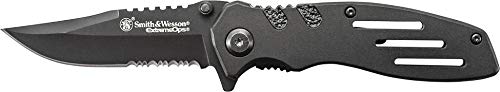 Smith & Wesson Accessories Extreme Ops SWA24S 7.1in S.S. Folding Knife with 3.1in Serrated Clip Point Blade and Aluminum H...