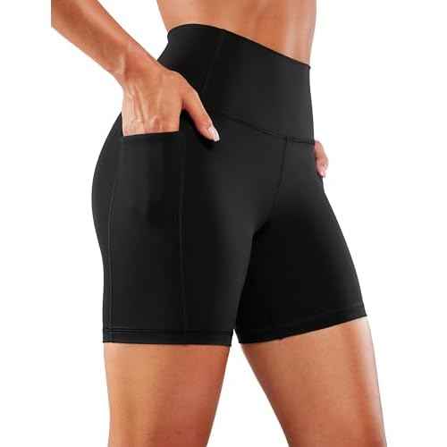 CRZ YOGA Women's Naked Feeling Biker Shorts with Pockets 6'' - High Waisted Yoga Gym Workout Spandex