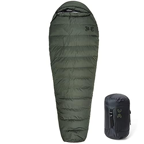 Akmax.cn Goose Down Mummy Sleeping Bag – Ultra-Light, Compressible, All-Season Camping & Backpacking Bag, -13°F Extreme Co...