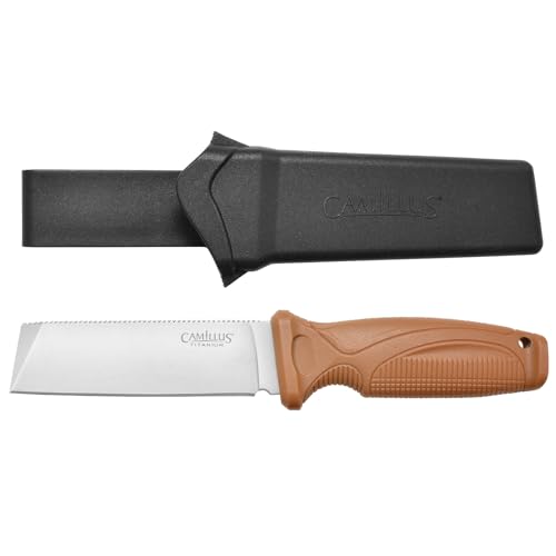 Camillus Swedge 8.75" Brown Cleaver Blade Durable Corrosion-Resistant 420 Stainless Steel Outdoor Tactical Full Tang Fixed...