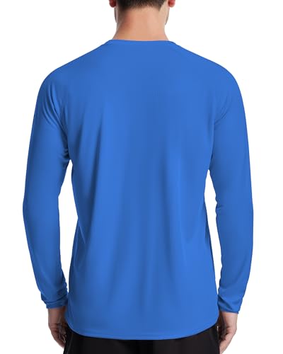 Roadbox Men's UPF 50+ Swim Rash Guard, Long Sleeve UV Sun Protection SPF Water Shirts Quick Dry for Outdoor Fishing Hiking