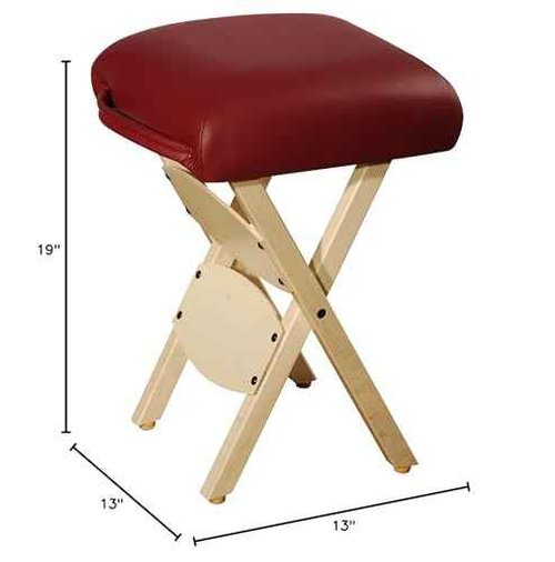 Master Massage Wooden Portable Folding Massage Stool- Lightweight Wood Foldable Tattoo Stool-Portable Tattoo Stool-Mobile Chair Seat Easy to Carry, Burgundy