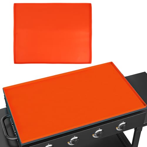 OMASUNB 17 Inch Silicone Griddle Mat for Blackstone, Orange Heavy Duty Food Grade Silicone Griddle Cover, Ideal for Grilli...