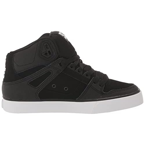DC Men's Pure High Top WC Skate Shoes Black/Black/White 10.5