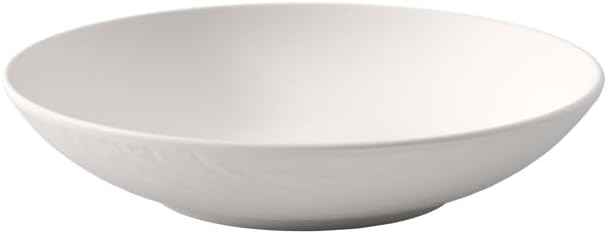 Villeroy & Boch Manufacture Rock Blanc Pasta Bowl, 9.5 in, Premium Porcelain, Made in Germany, Rich, Creamy White