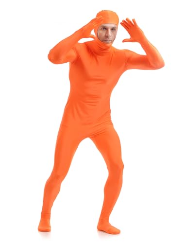 ATHX Men's and Women's Spandex Open Face Bodysuit Costume Adult Stretchy Halloween Cosplay Body Suit Zentai Suit Outfits