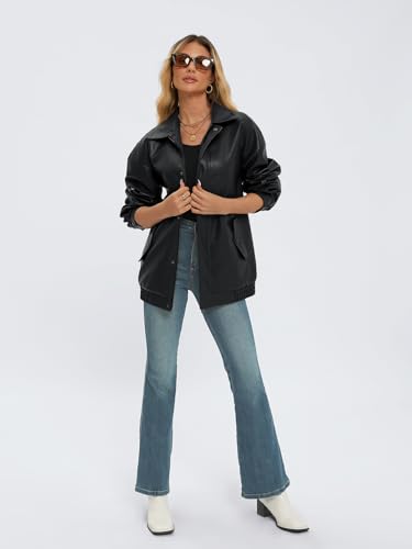 AUTOMET Women's Oversized Leather Jackets Faux Suede 2026 Fall Zip Up Motorcycle Coats Blazer Jackets for Women Outfits