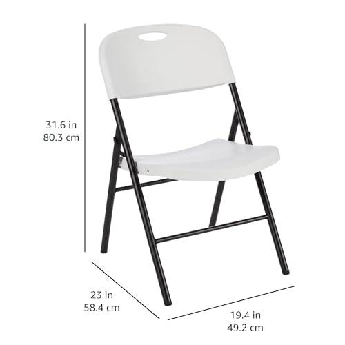 Amazon Basics Sturdy Foldable Plastic Chair, Portable, 350-Pound Capacity, White, 6-Pack