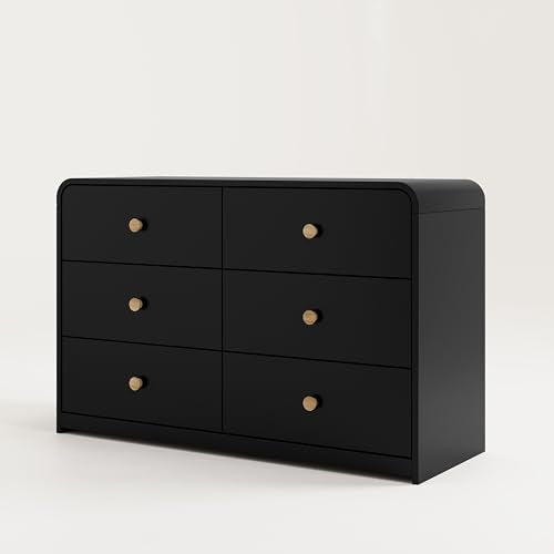 STORKCRAFT Santos 6 Drawer Bedroom Dresser (Black & Natural) – GREENGUARD Gold Certified Dresser for Kids Bedroom with Interlocking Drawer System