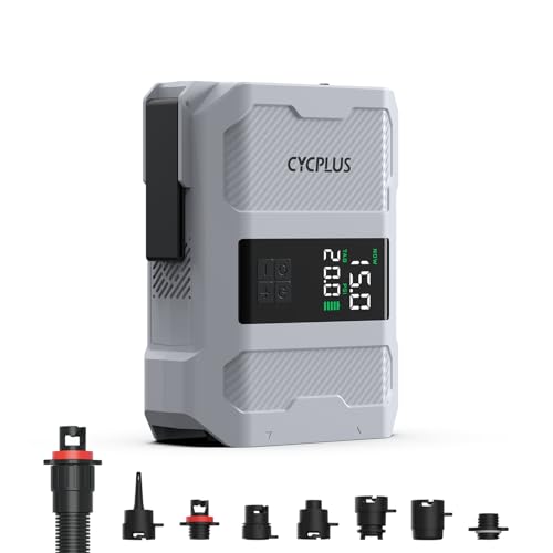 CYCPLUS 20PSI Rechargeable Paddleboard Pump - Intelligent Fast Dual-Stage Inflation, Deflation Function, Auto-Off &Dual LE...