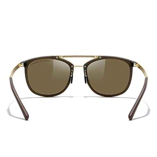 MERRY'S Square Polarized Sunglasses for Men Women Vintage Double Bridge Sunglasses Mirrored Lens