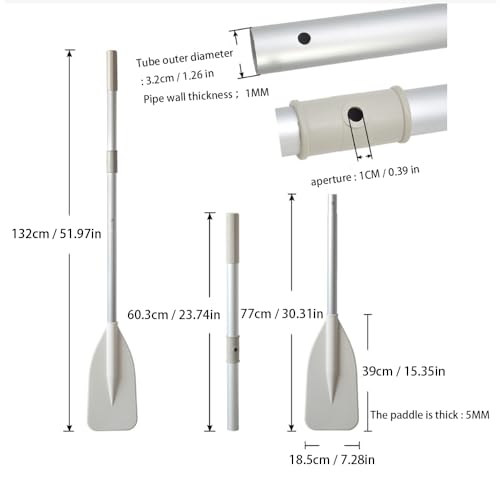Haosie Boat Oars, 2Pcs Oars for Row Boat of Oars 51.97" Long with Oar Locks, Split Shaft Aluminum Oars Canoe Kayak for Inf...